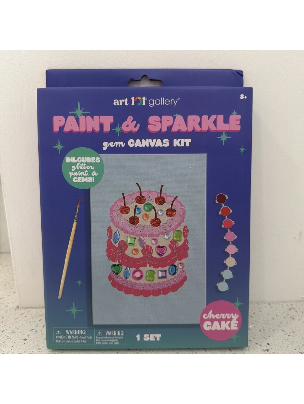 Art 101 Gallery Paint & Sparkle Gem Canvas Kit Merry Cake 8+